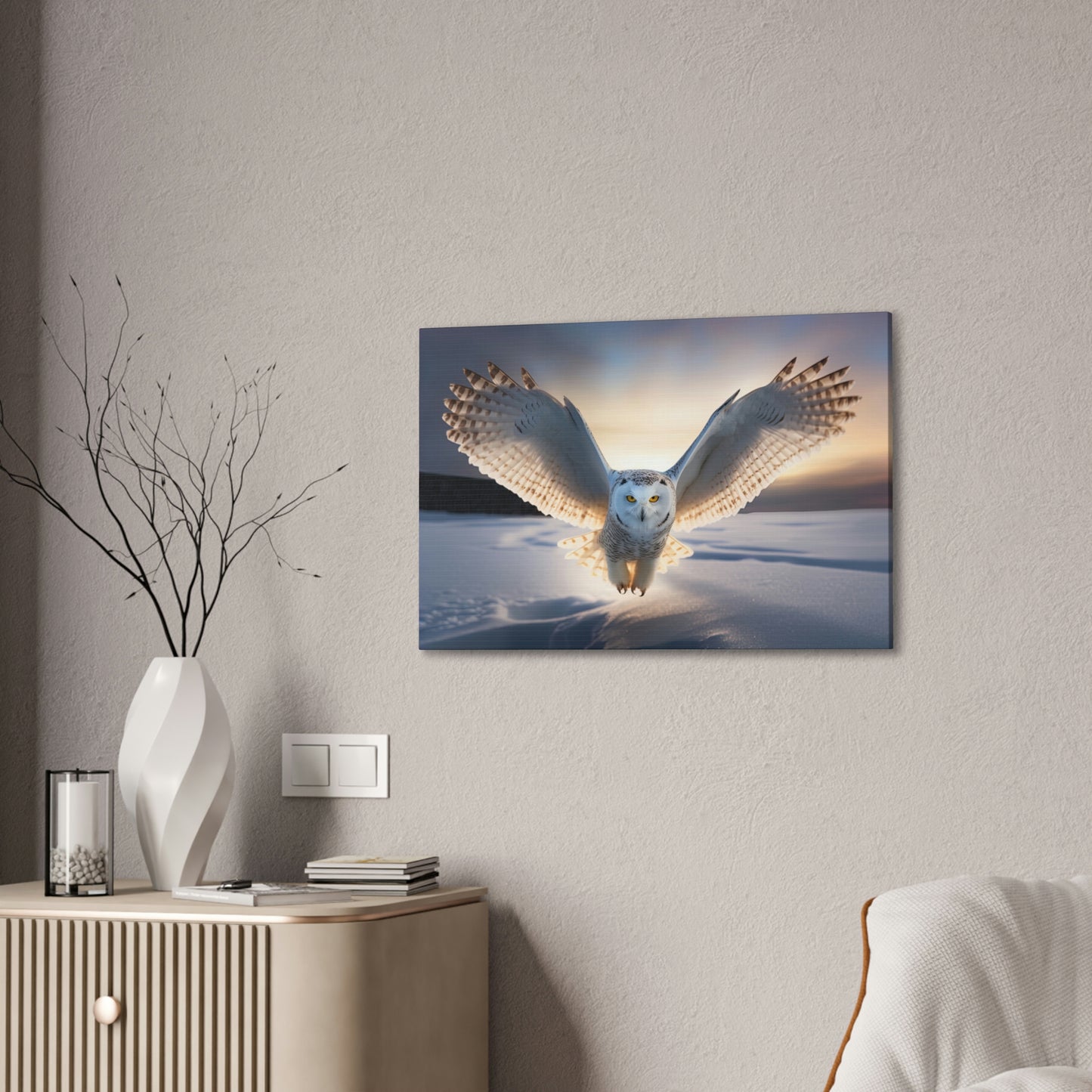 "Snow Owl" Canvas Stretched, 0.75" - Print