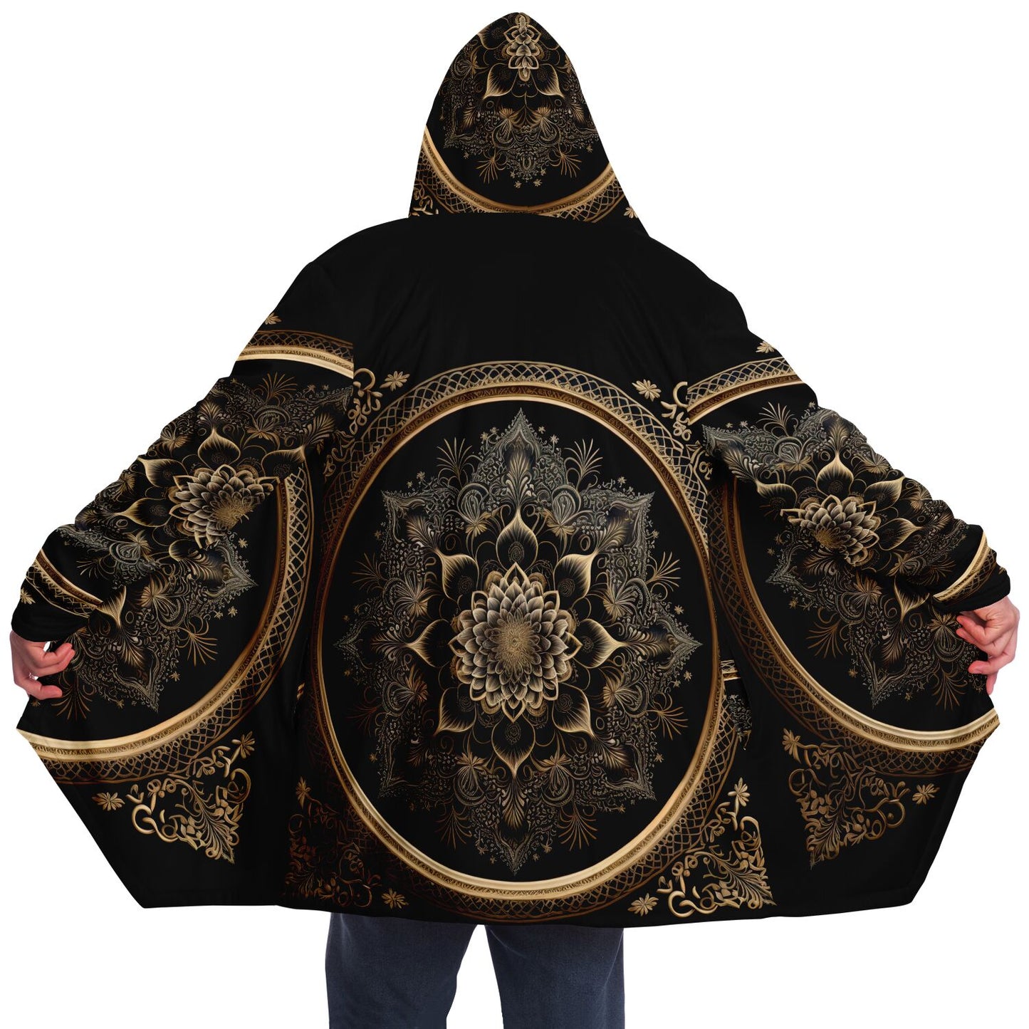 Golden Mantra Mandala Microfleece Festival Cloak