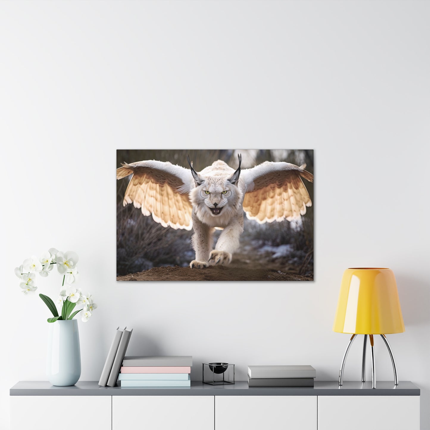 "Ivory Winged Lynx"  Canvas Stretched, 0.75" - Print