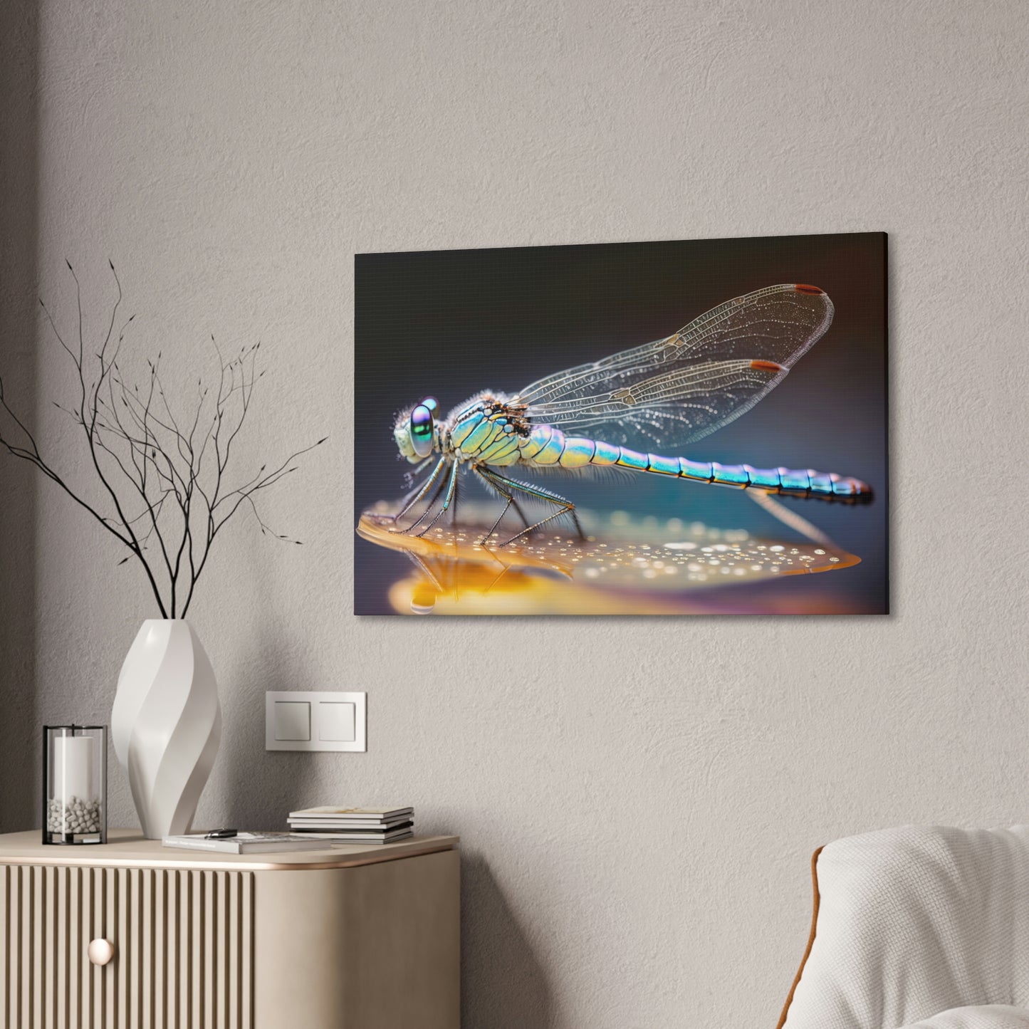 "Opal Dragonfly" Canvas Stretched, 0.75" - Print