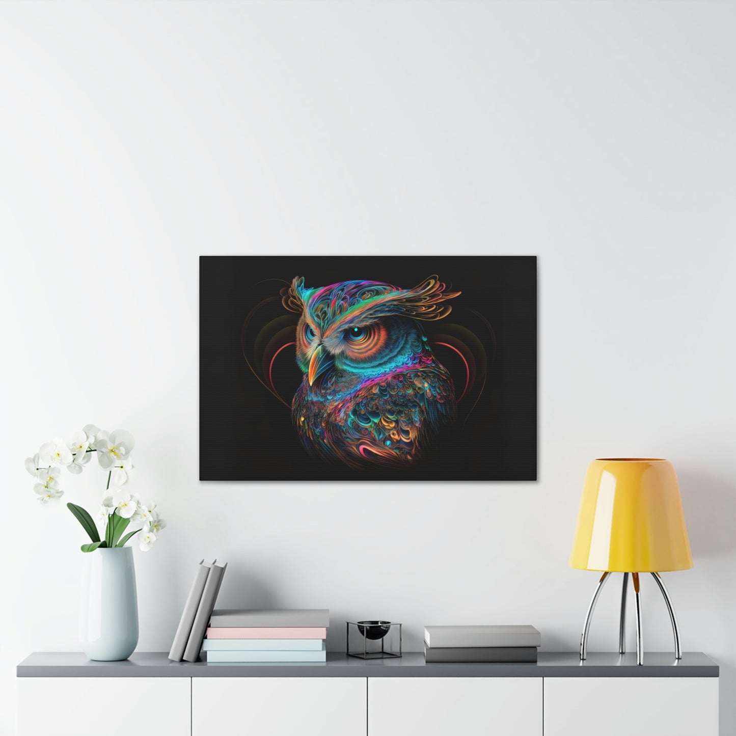 "Fluro Owl" Canvas Stretched, 0.75" - Print