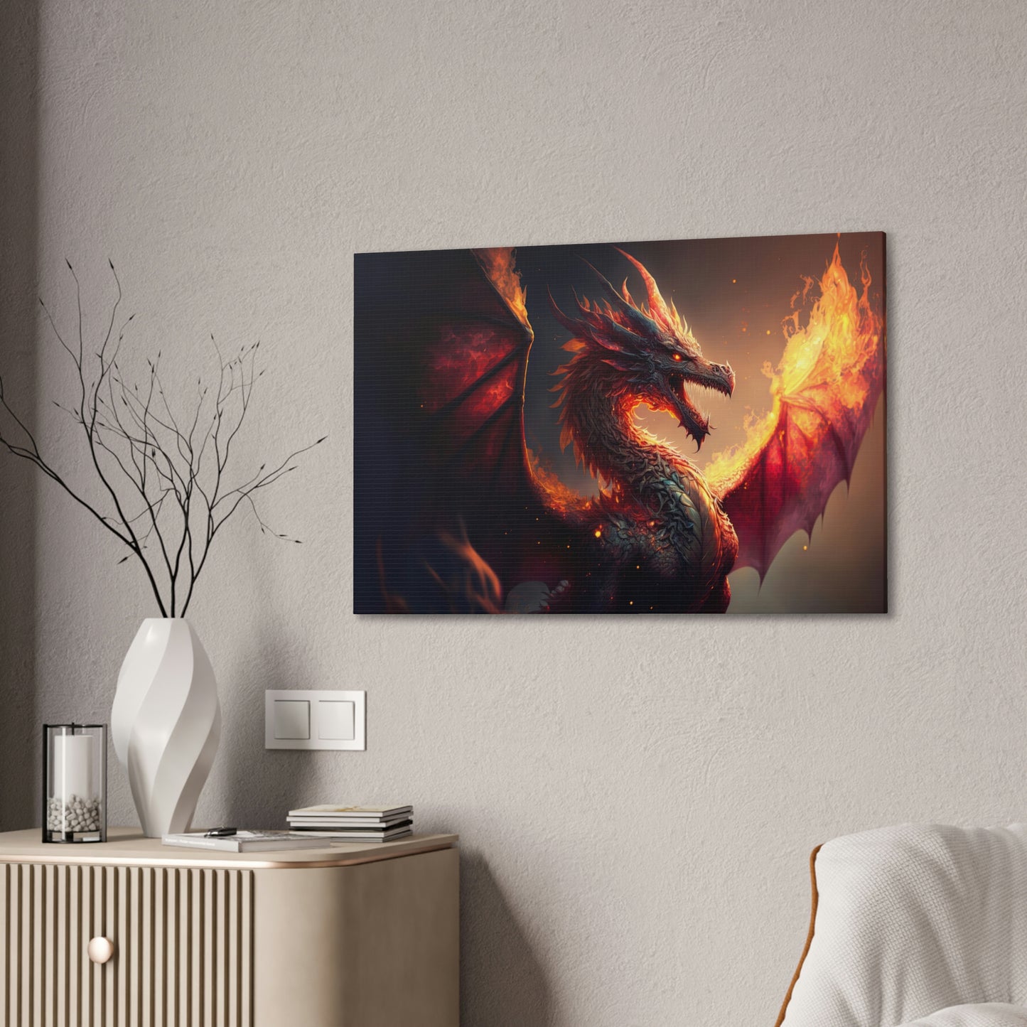 "Fire Dragon" Canvas Stretched, 0.75" - Print