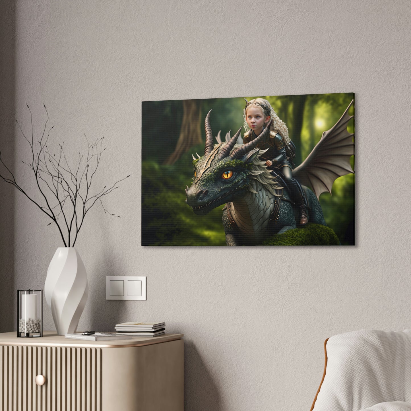 "Fairy Dragon Rider" Canvas Stretched, 0.75" - Print