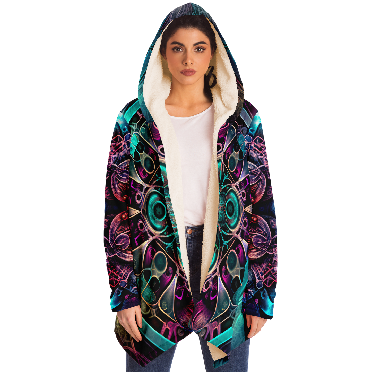 Neon Mandala Microfleece Festival Cloak