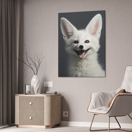 "Happy White Fennec Fox" Canvas Stretched, 0.75" - Print