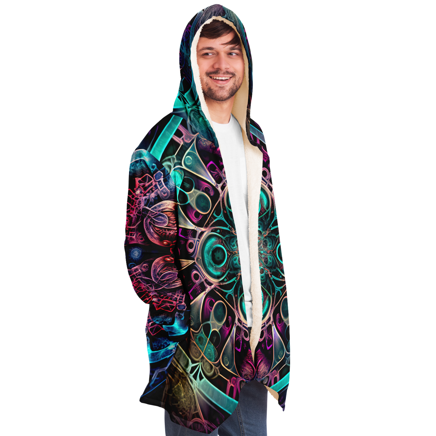 Neon Mandala Microfleece Festival Cloak