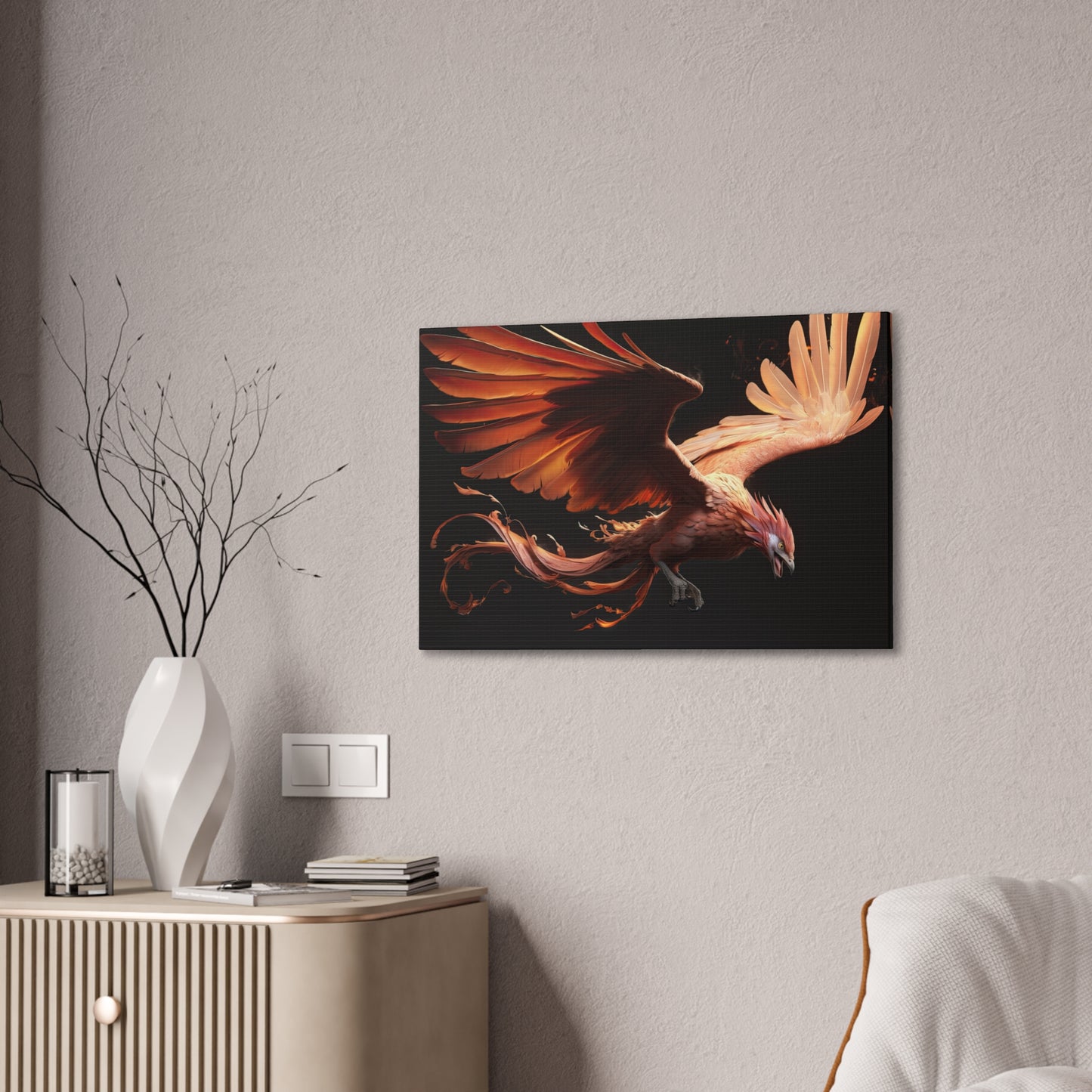 "Soaring Ember Phoenix"  Canvas Stretched, 0.75" - Print