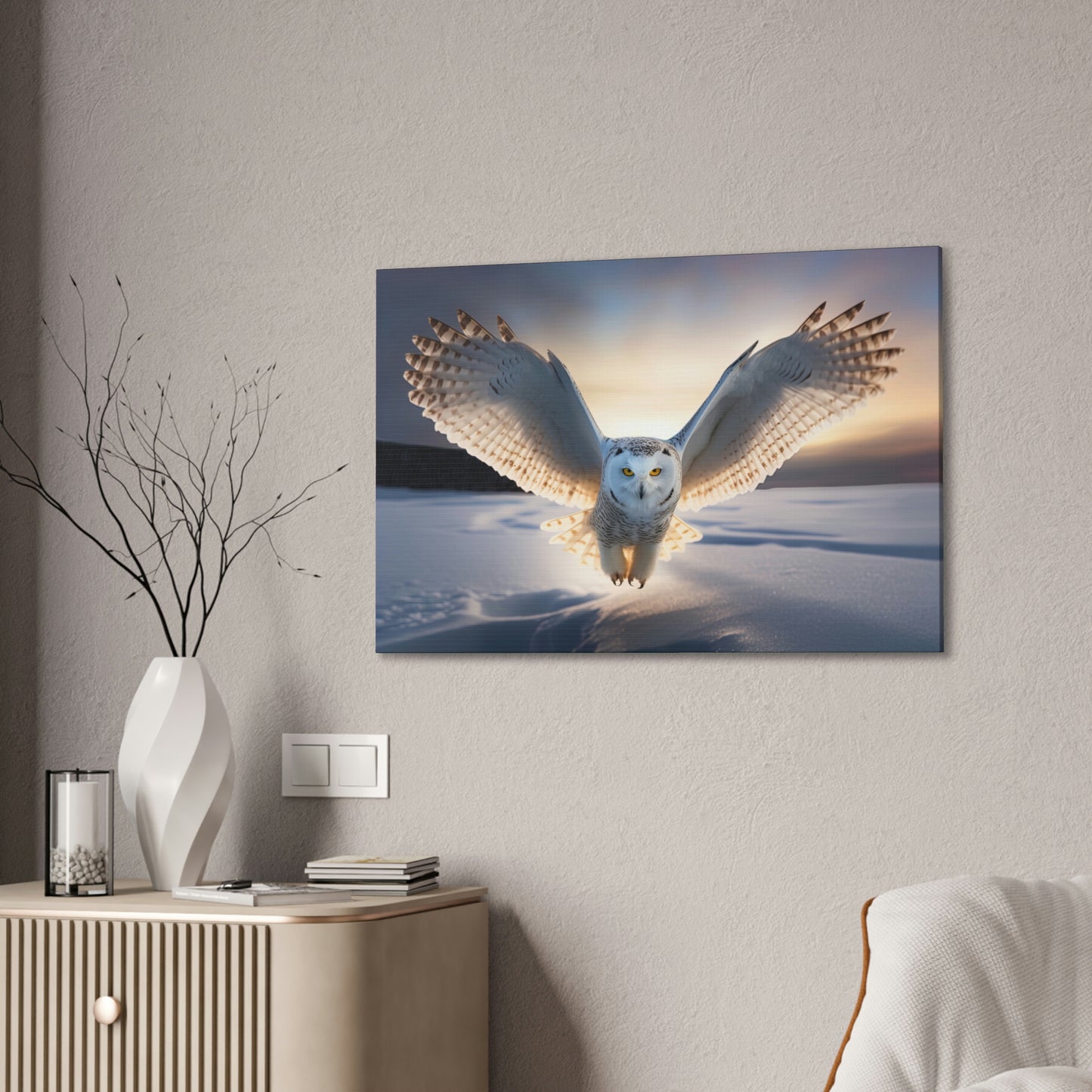 "Snow Owl" Canvas Stretched, 0.75" - Print