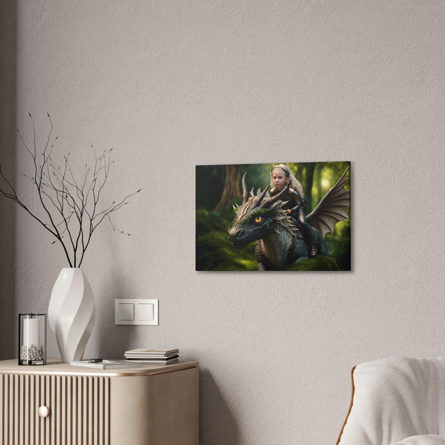 "Fairy Dragon Rider" Canvas Stretched, 0.75" - Print