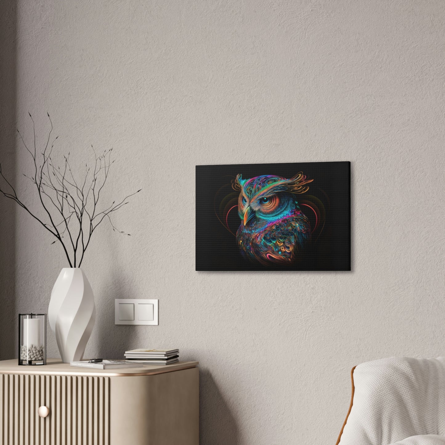 "Fluro Owl" Canvas Stretched, 0.75" - Print