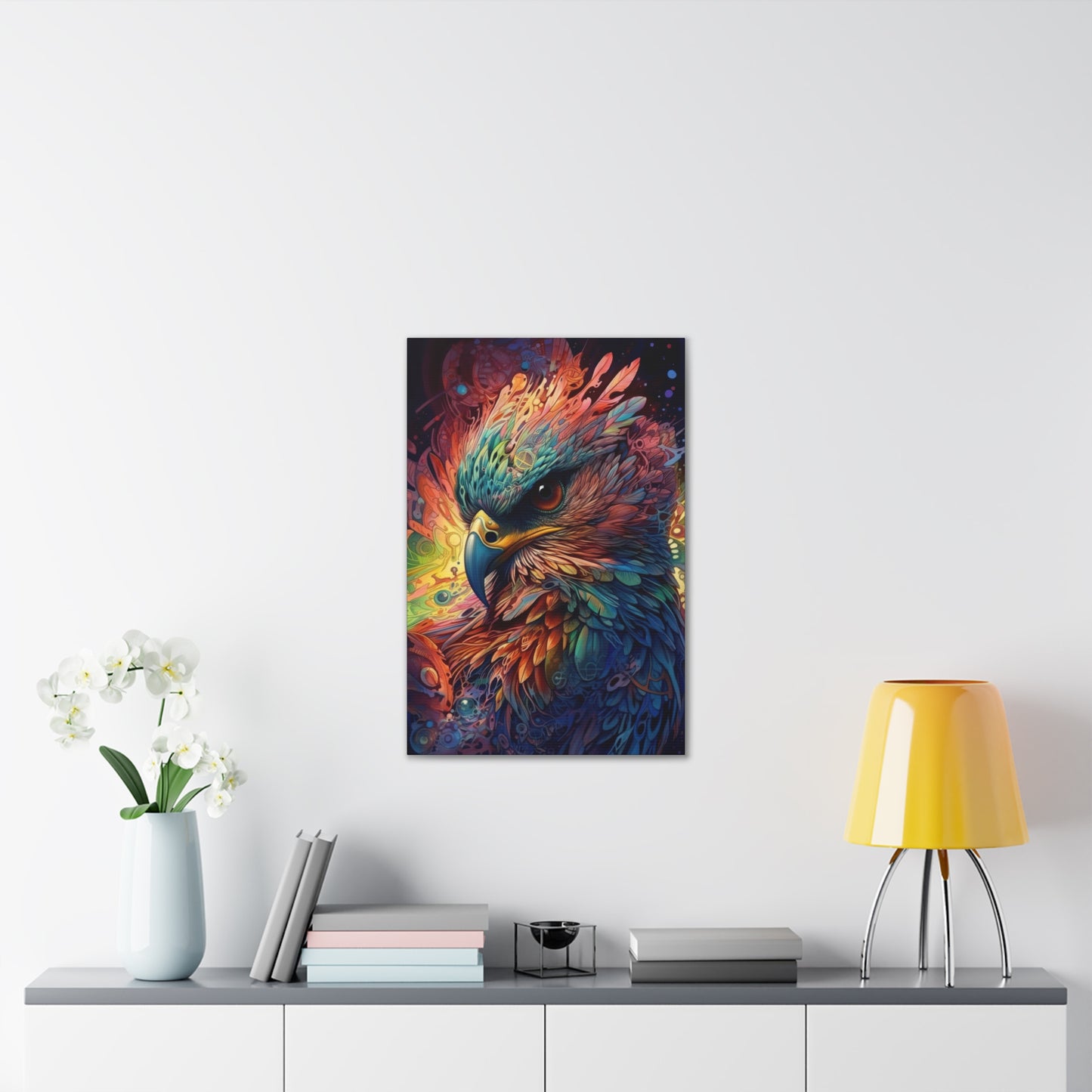 "Rainbow Winged Falcon" Canvas Stretched, 0.75" - Print