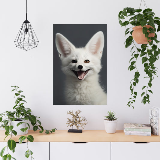 "Happy White Fennec Fox" Poster - Print