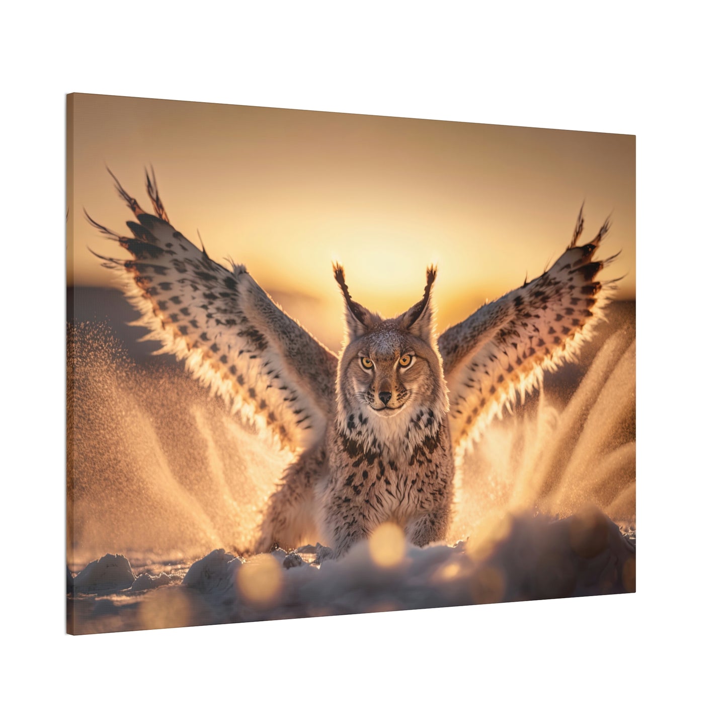 "Winged Snow Lynx" Canvas Stretched, 0.75" - Print