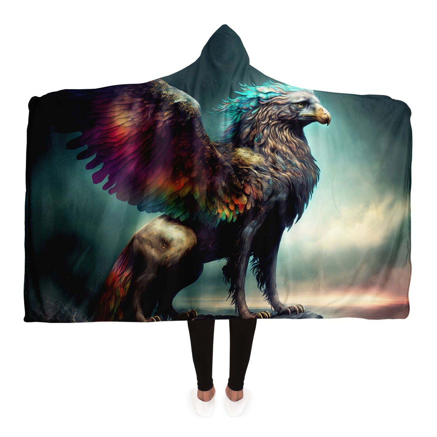 Ranbow Feather Griffon Hooded Blanket