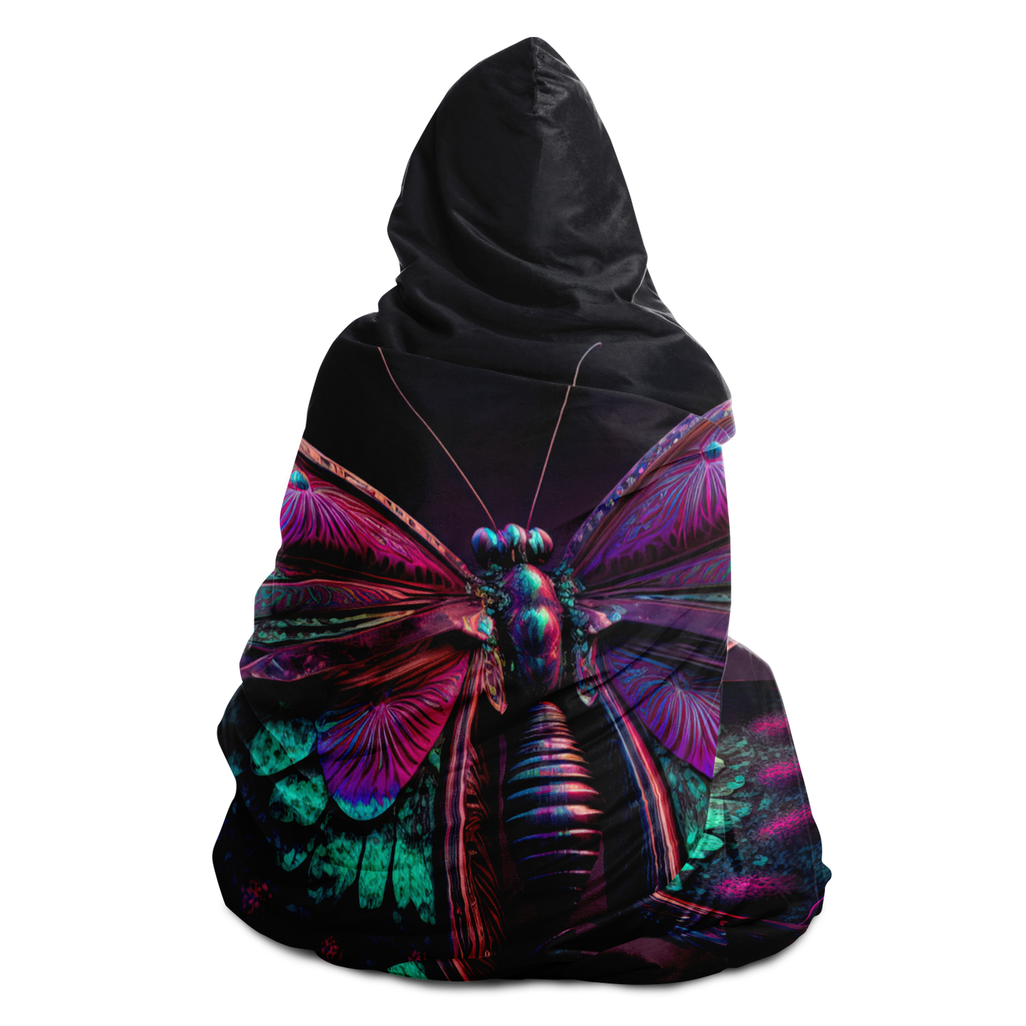 Neon Butterfly Hooded Blanket