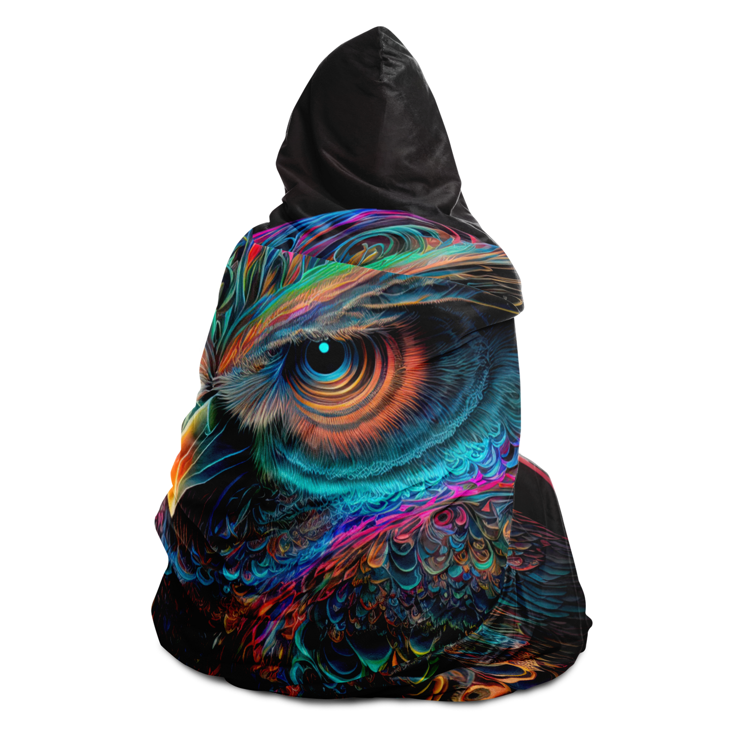 Neon Owl Hooded Blanket